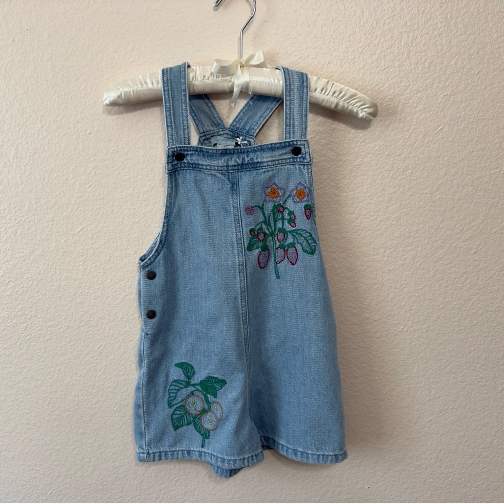 NEW. Floral-embroidered denim dungarees. Size 6 years. - Picture 2 of 10